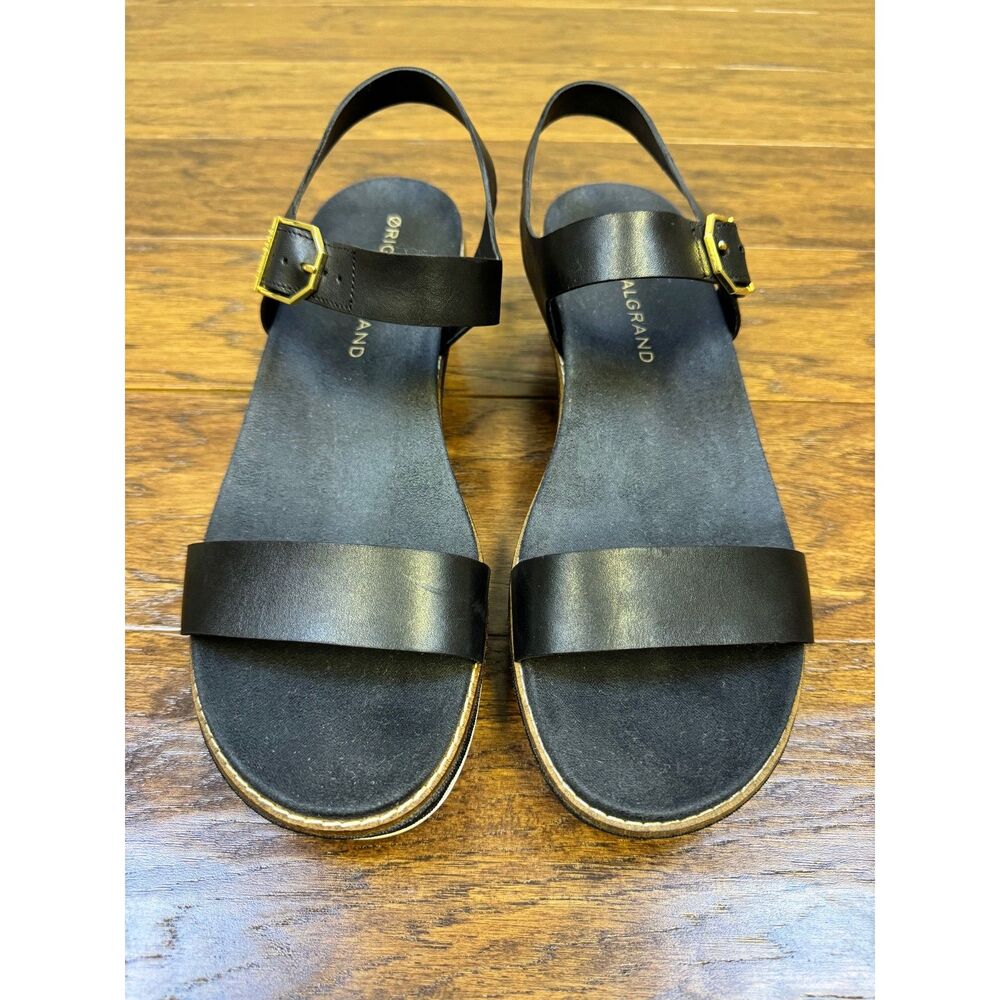 COLE HAAN Original Grand Flatform Wedge Sandal, Black Leather, Sz 11B - Picture 3 of 11